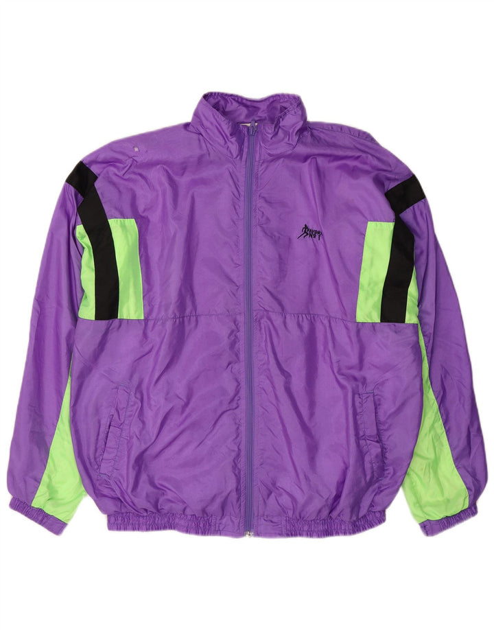 VINTAGE Mens Tracksuit Top Jacket XL Purple Colourblock