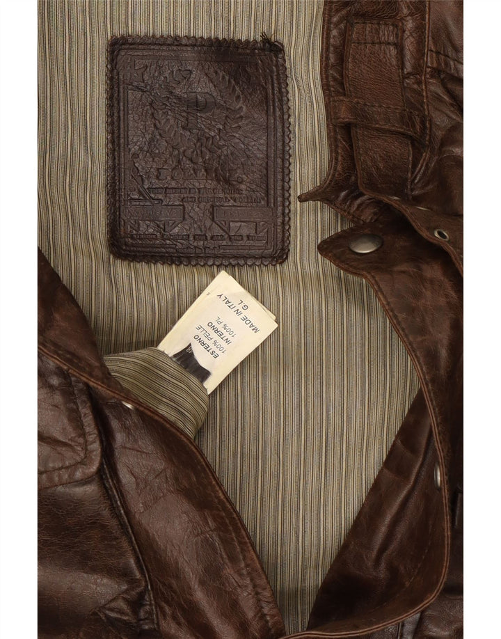 Giacca in pelle vintage da uomo UK 38 in pelle marrone medio