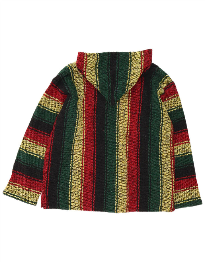 Maglione vintage da uomo messicano con cappuccio a righe multicolori