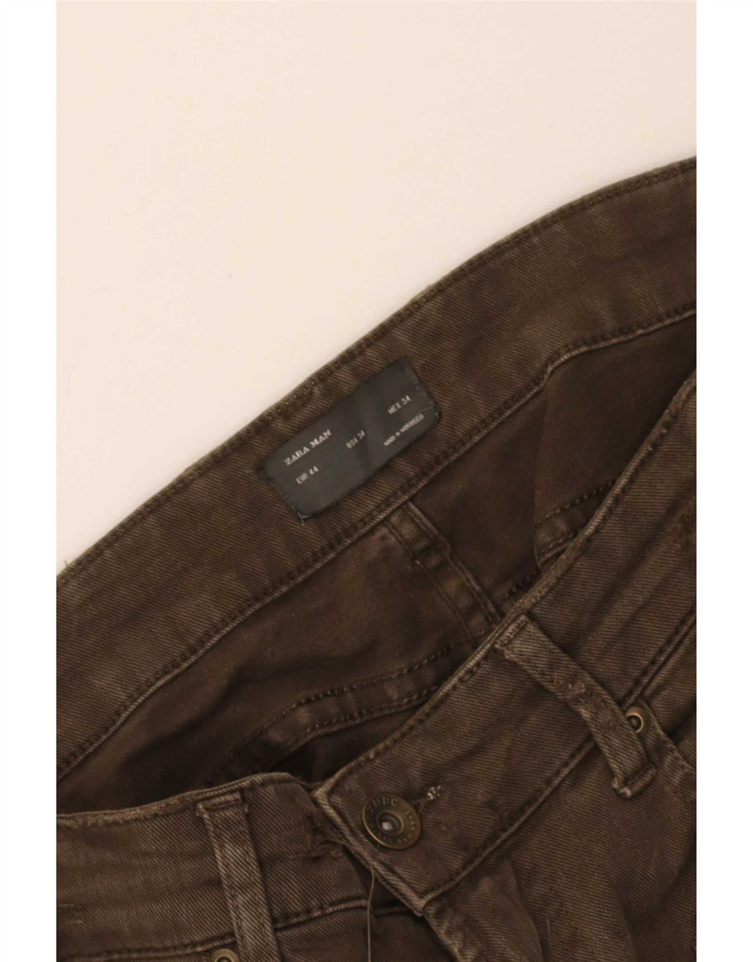 Zara Mens Slim Cargo Trousers EU 44 Large W34 L29 Khaki