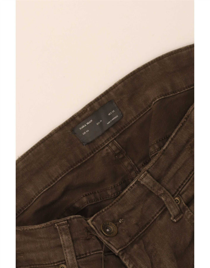 Zara Mens Slim Cargo Trousers EU 44 Large W34 L29 Khaki