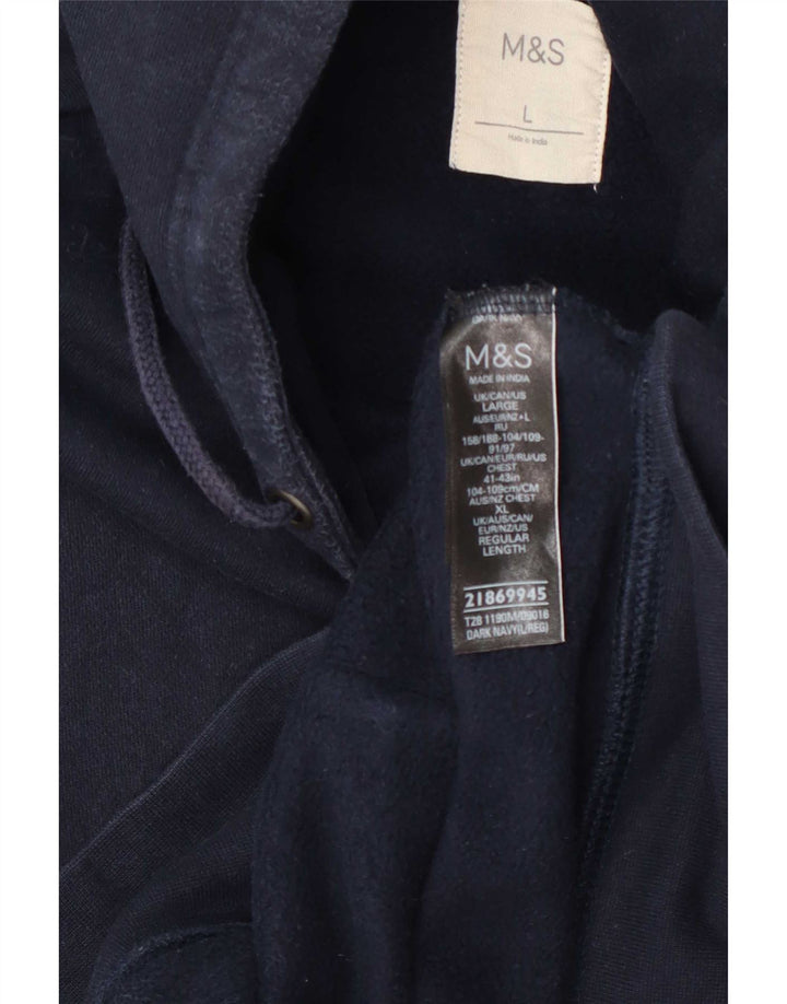 Marks & Spencer Mens Zip Hoodie Sweater Large Navy Blue Cotton
