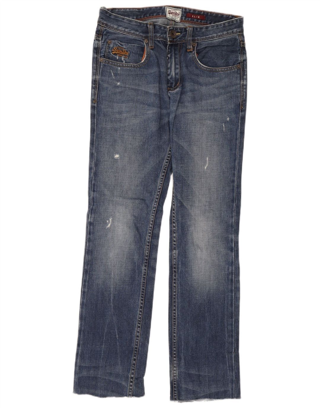 Superdry Womens Distressed Slim Jeans W28 L32 Blue Cotton