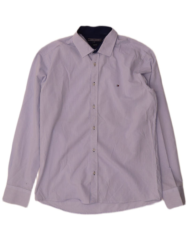 Camicia slim fit da uomo Tommy Hilfiger XL in cotone blu