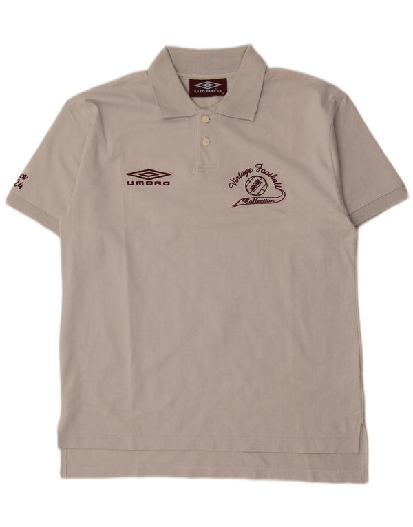 Umbro Mens Graphic Polo Shirt Medium Grey Cotton