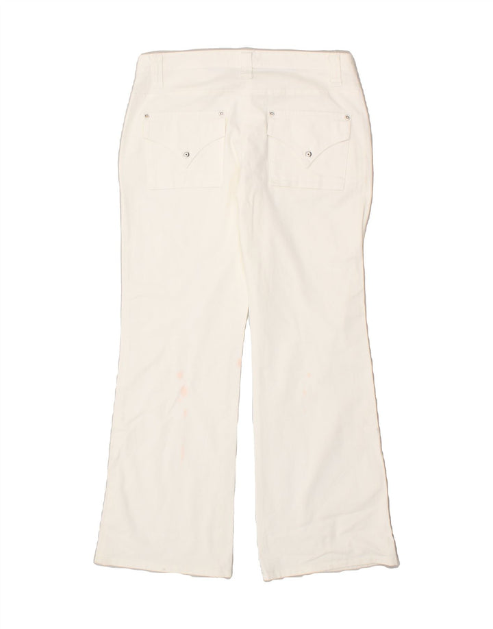 SISLEY Womens Bootcut Chino Trousers IT 42 Medium W30 L29 White Cotton Vintage Sisley and Second-Hand Sisley from Messina Hembry 