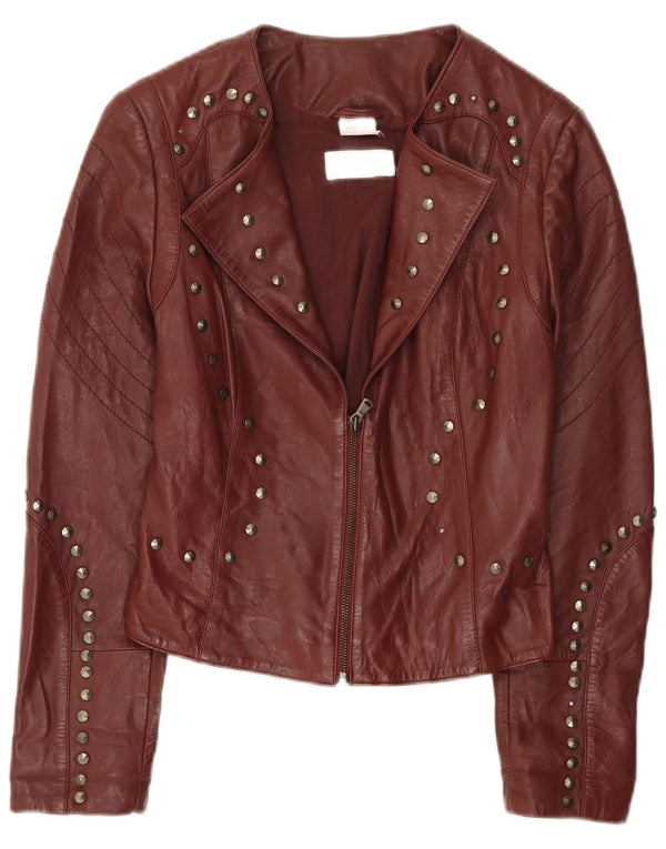 Amy Vermont Γυναικείο Δερμάτινο Μπουφάν Biker EU 38 Medium Burgundy Spotted