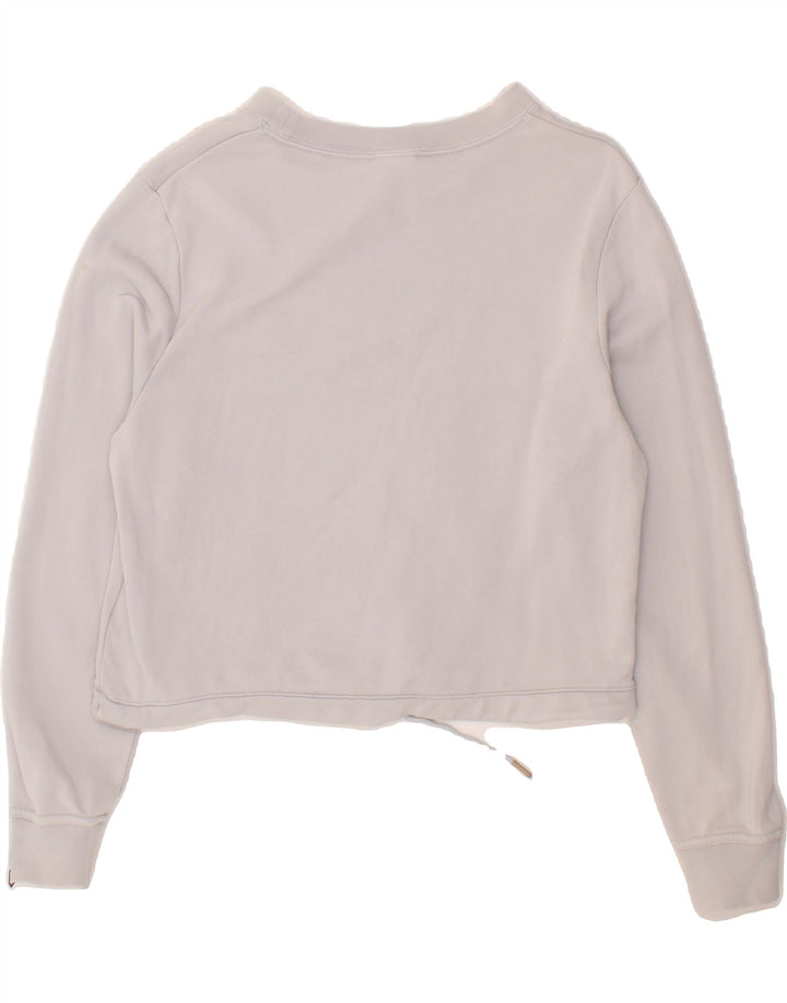 NIKE Womens Graphic Crop Sweatshirt Jumper UK 14 Medium White Colourblock Vintage Nike and Second-Hand Nike from Messina Hembry 