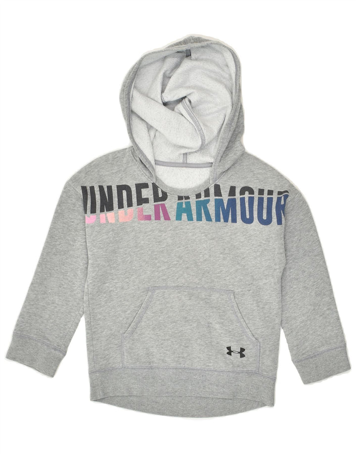 UNDER ARMOUR Girls Graphic Hoodie Jumper 7-8 Years Grey Cotton | Vintage Under Armour | Thrift | Second-Hand Under Armour | Used Clothing | Messina Hembry 