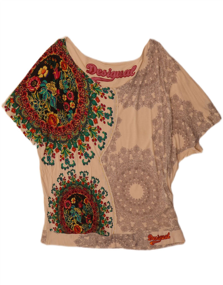 Desigual Womens Batwing Blouse Top UK 12 Medium Off White Floral