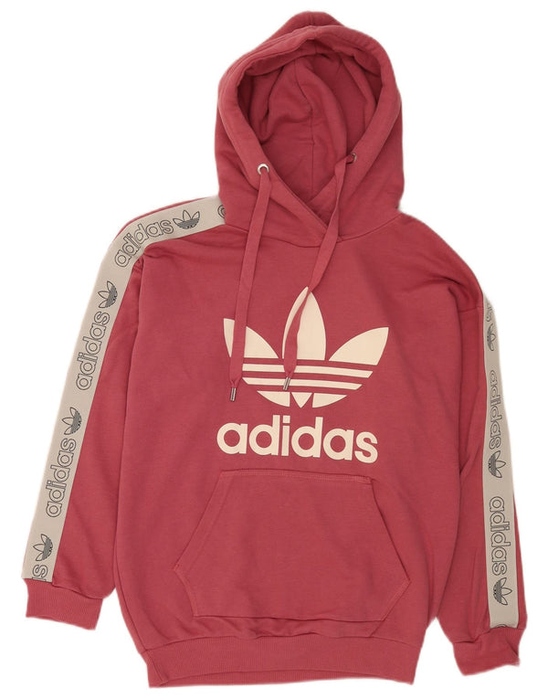 Adidas Pull à capuche surdimensionné graphique pour femme UK 8 XS en coton rose