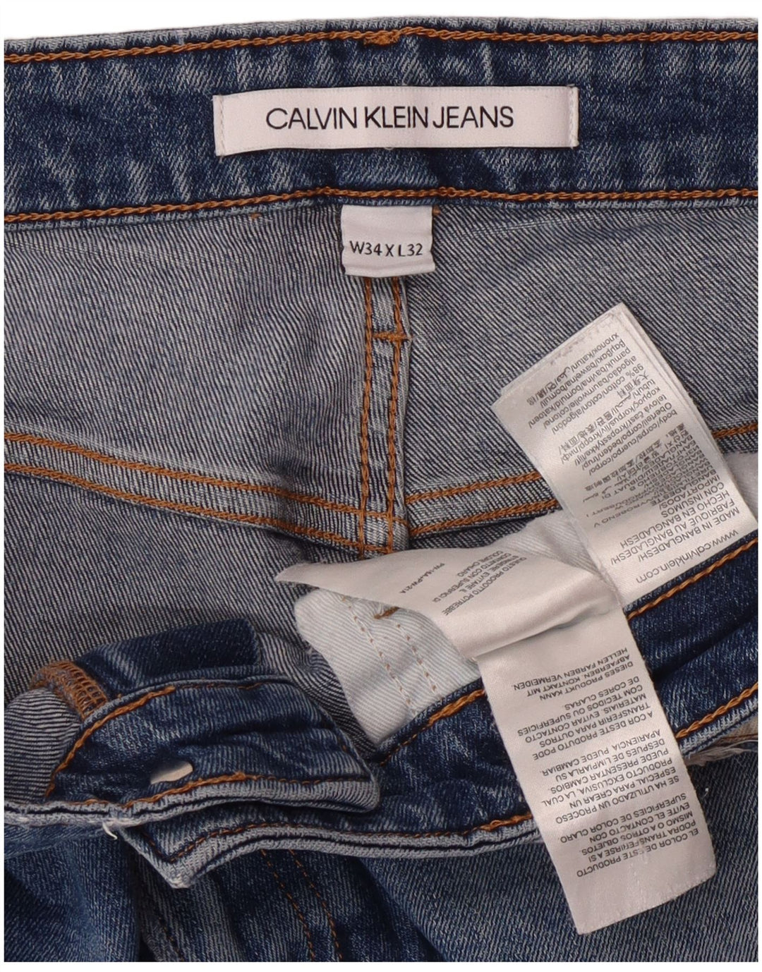 Jeans slim da uomo Calvin Klein W34 L28 cotone blu