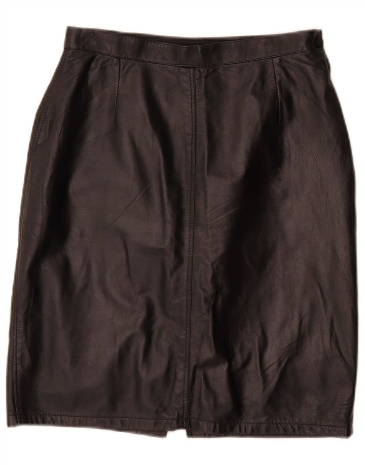 Vintage Womens Leather Pencil Skirt W26 Small Black