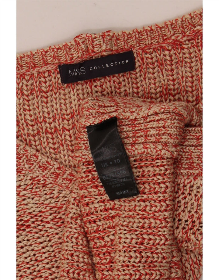 Marks & Spencer Womens V-Neck Jumper Sweater UK 10 Small Red Flecked