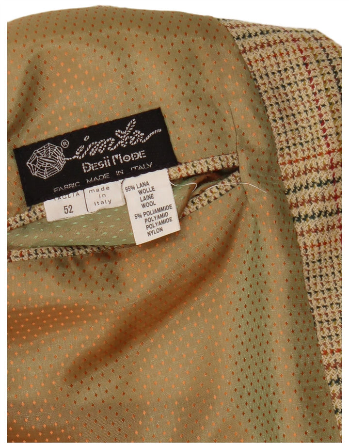 Vintage herre 2-knaps blazerjakke IT 52 XL Beige ternet uld