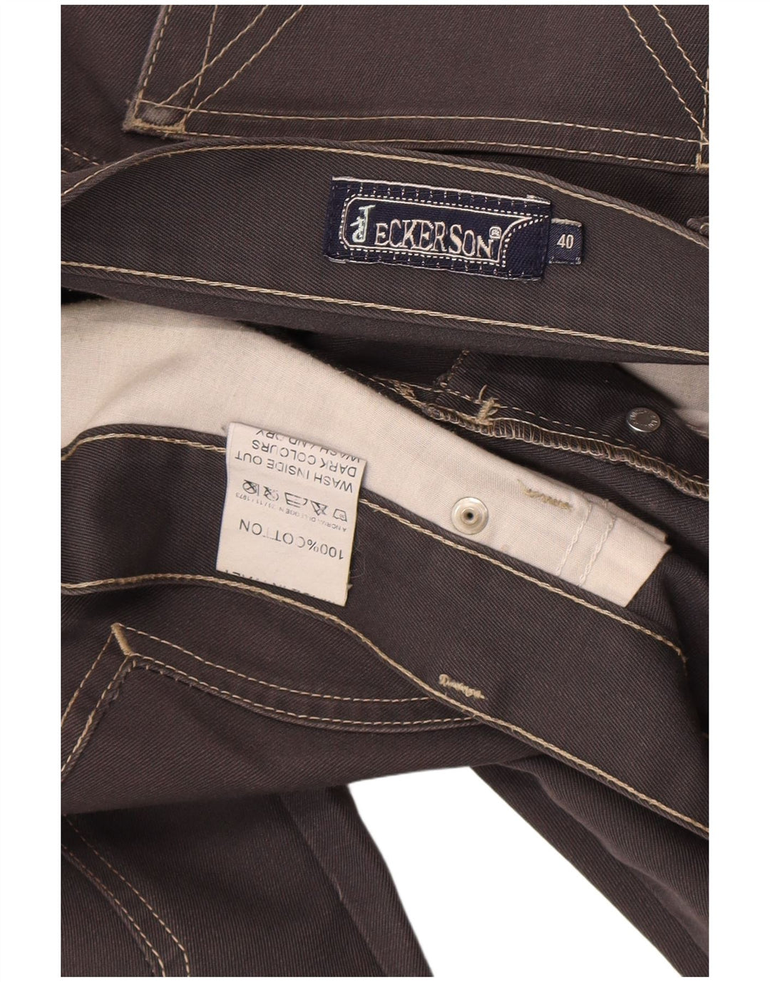 Jeckerson Mens Straight Jeans W40 L30 Grey Cotton