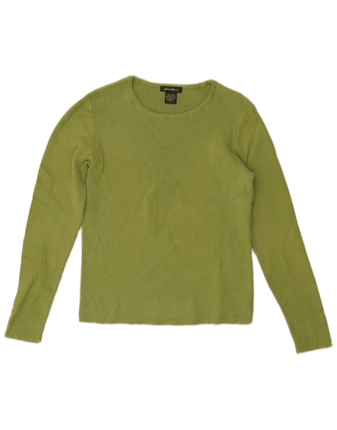 Eddie Bauer Dame Crop Top Langærmet UK 12 Medium Grøn Bomuld