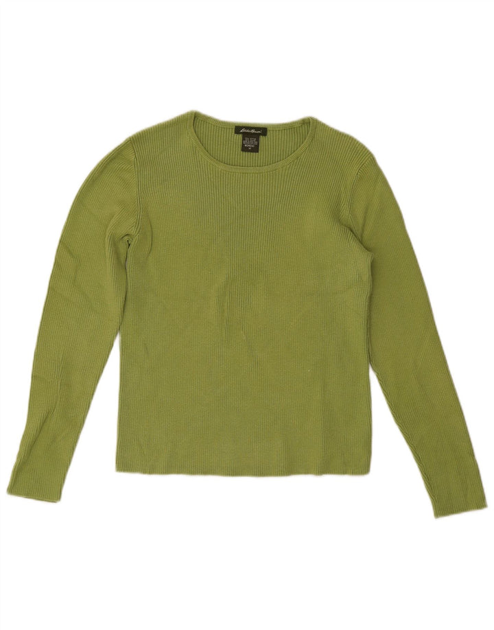 Eddie Bauer Dame Crop Top Langærmet UK 12 Medium Grøn Bomuld