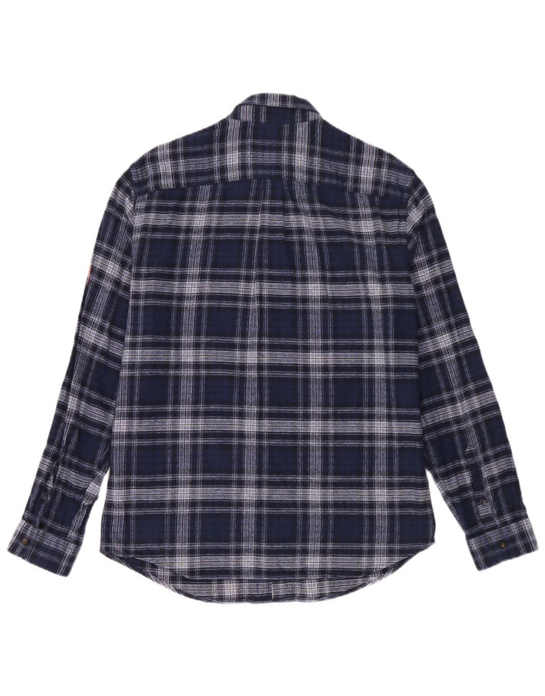 Marks & Spencer Mens Regular Fit Flannel Shirt Medium Navy Blue Check