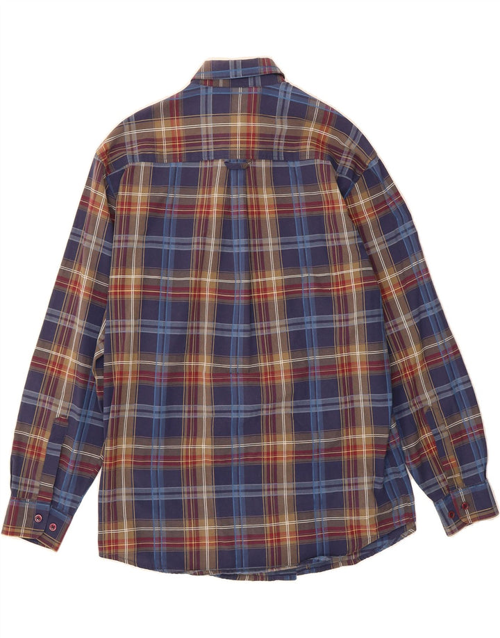 JACQUES LORANT Mens Flannel Shirt Size 15 Medium Navy Blue Check Vintage Jacques Lorant and Second-Hand Jacques Lorant from Messina Hembry 