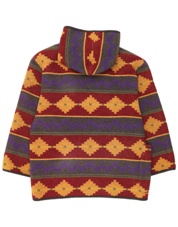Vintage Womens Hooded Duffle Jacket UK 14 Large Multicoloured Geometric