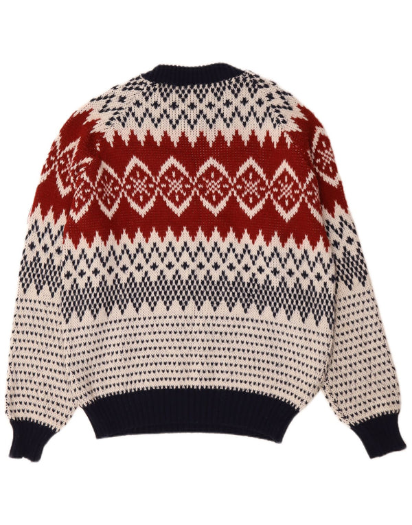 Vintage Mens Crew Neck Jumper Sweater Large Multicoloured Fair Isle
