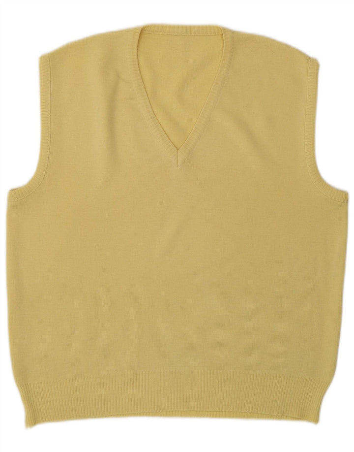 Vintage Mens Vest Tank Top Medium Yellow