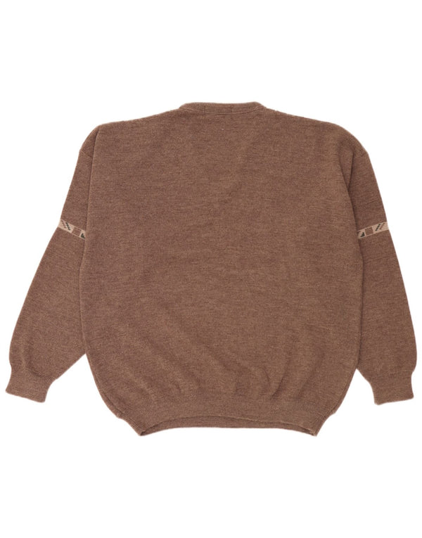 Peter Gribby Herre V-hals sweater XL Brun Geometrisk Akryl