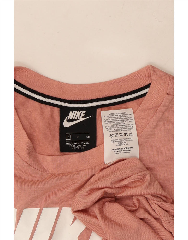 NIKE Dame Crop Grafisk T-Shirt Top UK 10 Lille Pink Polyester
