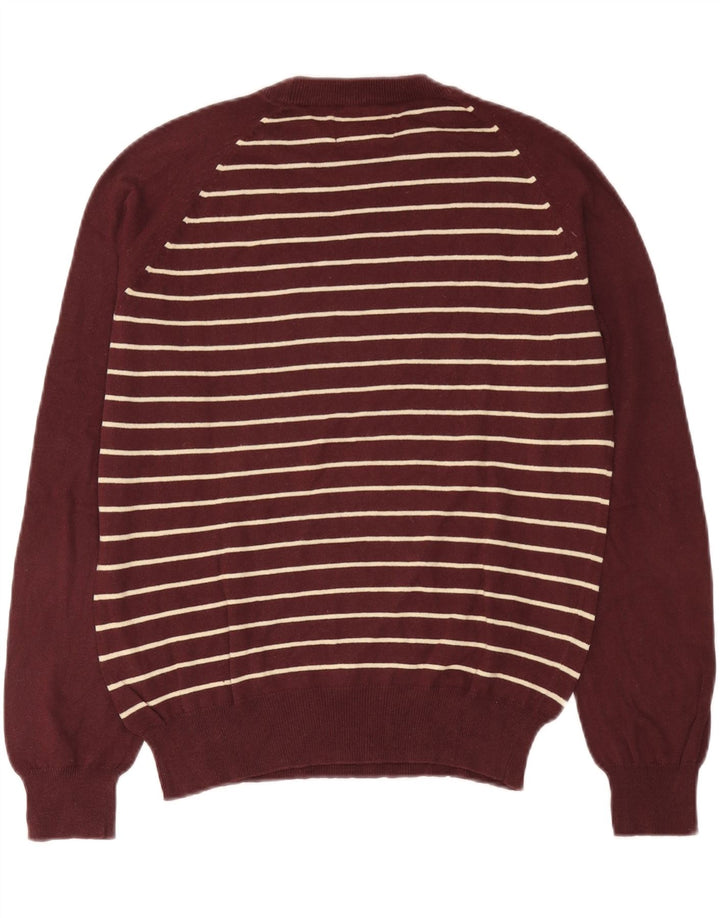 Foot Locker Mens Crew Neck Jumper Sweater Medium Burgundy Striped