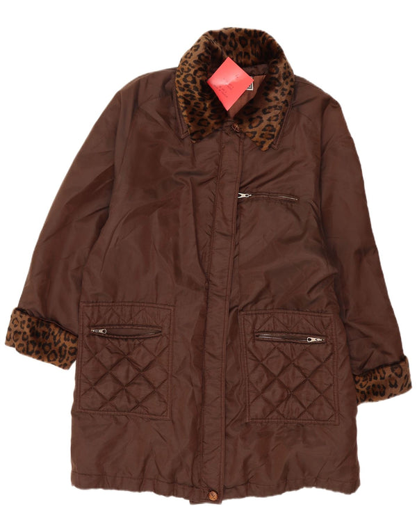 Luisa Spagnoli Manteau surdimensionné pour femme UK 14 Marron moyen imprimé animal