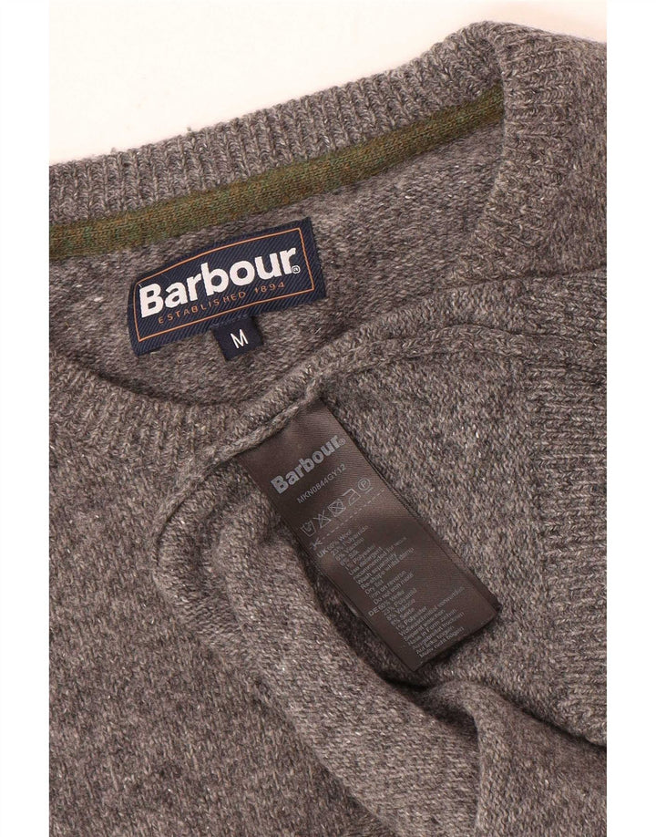 Maglione maglione girocollo da uomo Barbour in lana screziata grigio medio