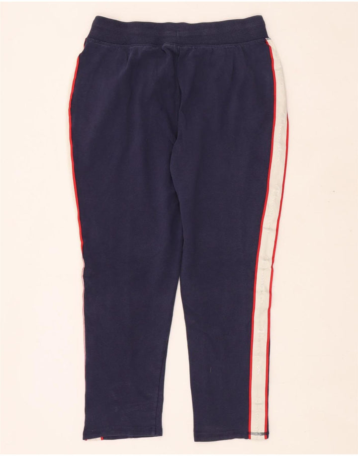 CHAMPION Womens Tracksuit Trousers UK 12 Medium Navy Blue Colourblock