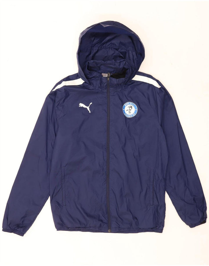Puma Mens Hooded Rain Jacket UK 38 Medium Navy Blue Colourblock Nylon