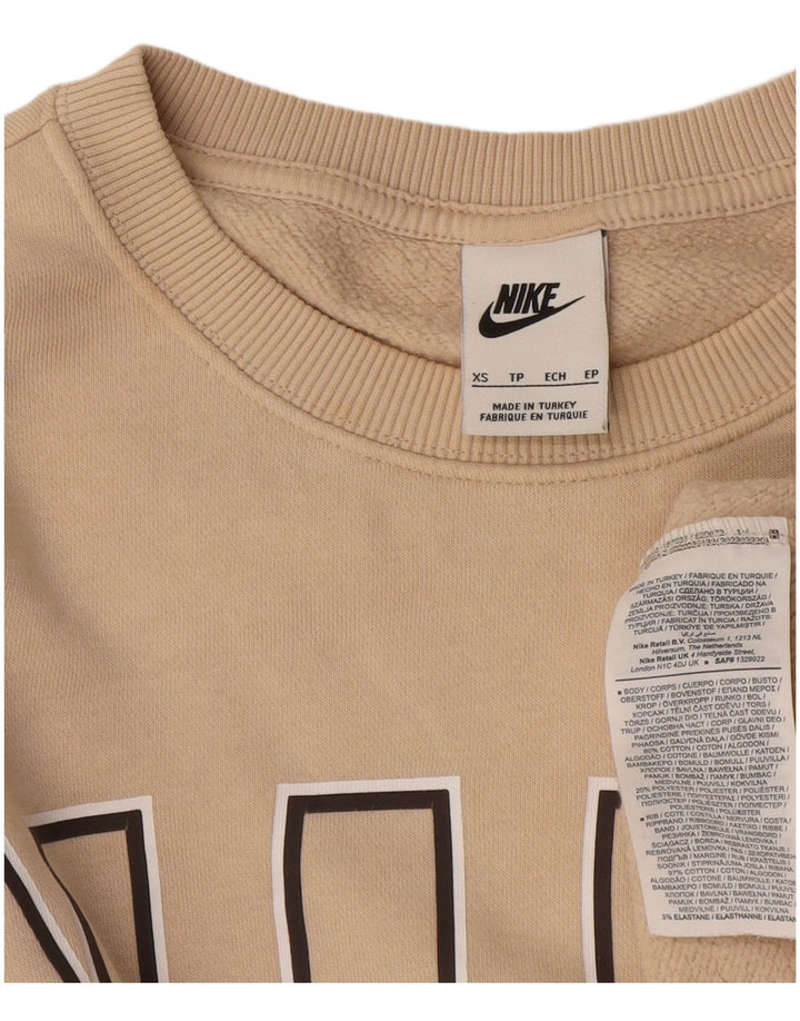Nike Mens Graphic Sweatshirt Jumper XS Beige Cotton