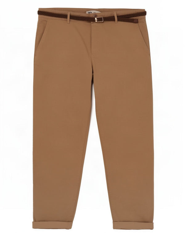 Damskie zwężane spodnie Zara EU 42 Large W32 L26 Beżowa bawełna