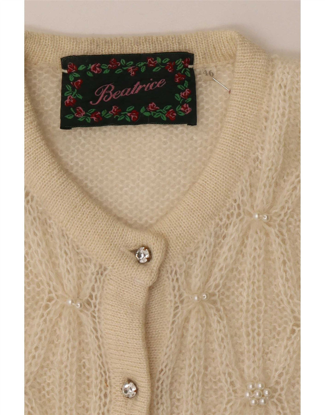 Beatrice Womens Cardigan Sweater IT 46 Large Beige Mohair