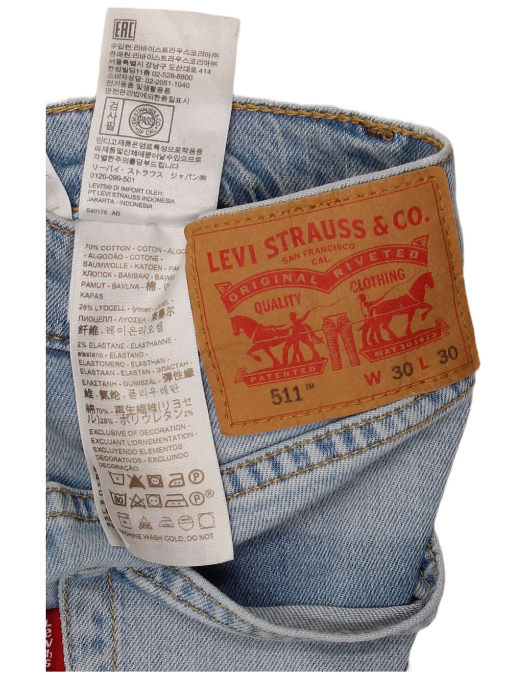 Levi's Herren 511 Slim Jeans W30 L30 Blaue Baumwolle