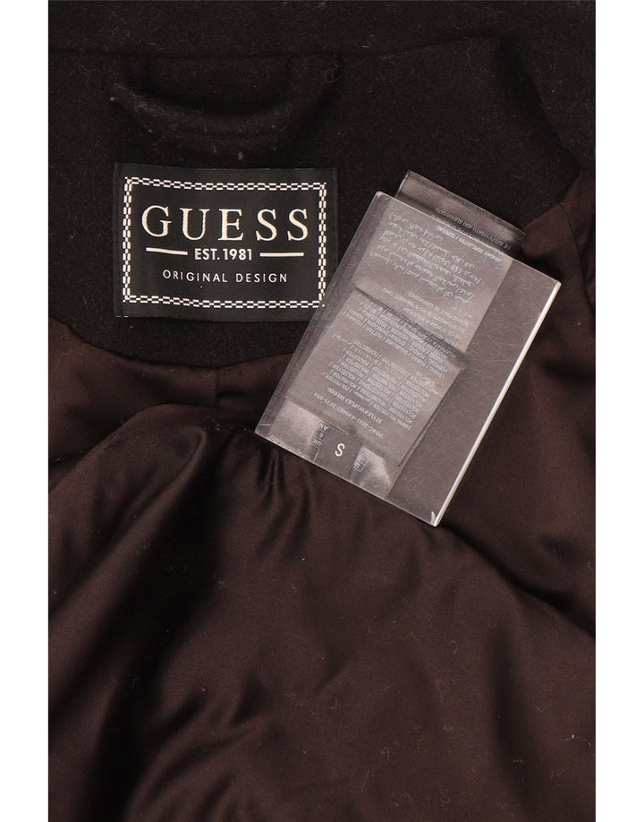 Guess Womens Oversized Double Breasted Coat UK 10 Small Black Polyester