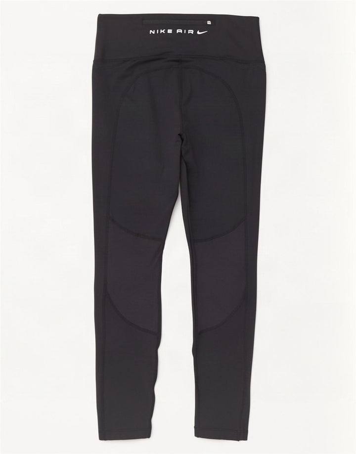 Nike Womens Dri Fit Graphic Crop Leggings UK 12 Medium Black Polyester