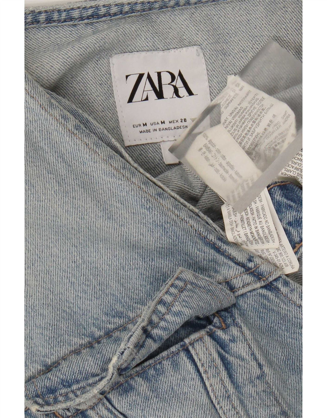 Macacão jeans feminino Zara Reino Unido 12 algodão azul médio