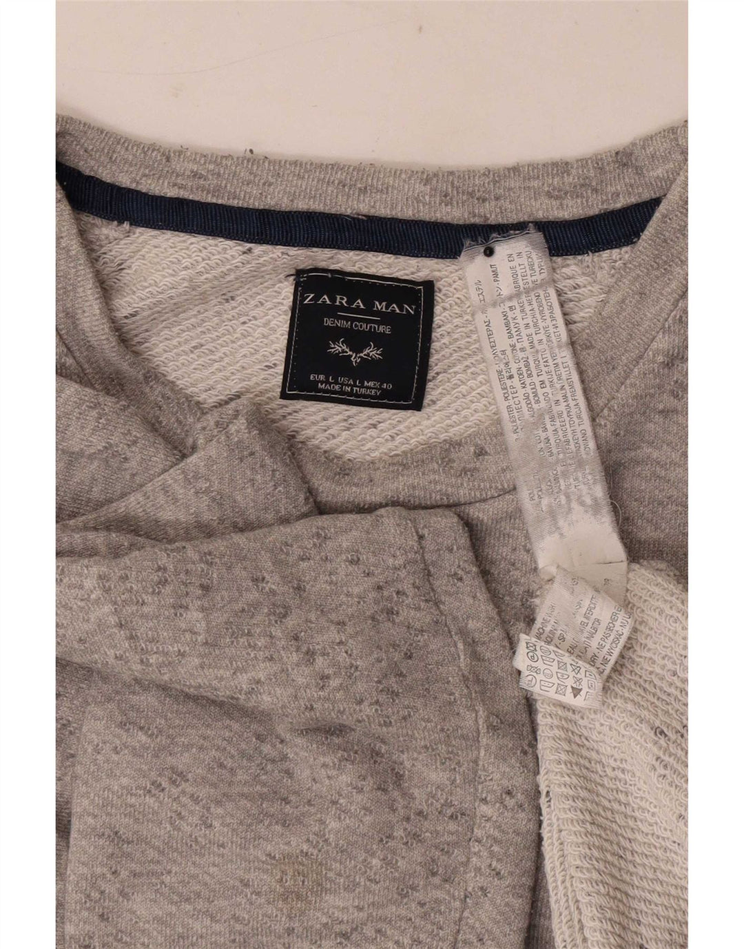 Zara Hombre Sudadera Jumper Large Gris Moteado Poliéster