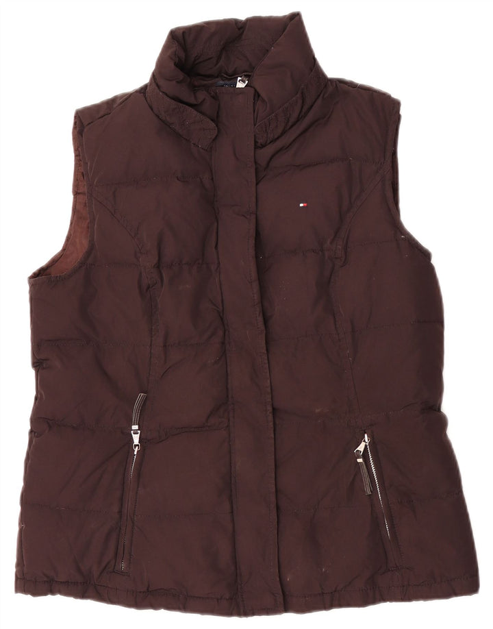 Tommy Hilfiger Womens Padded Gilet UK 14 Large Brown Polyester