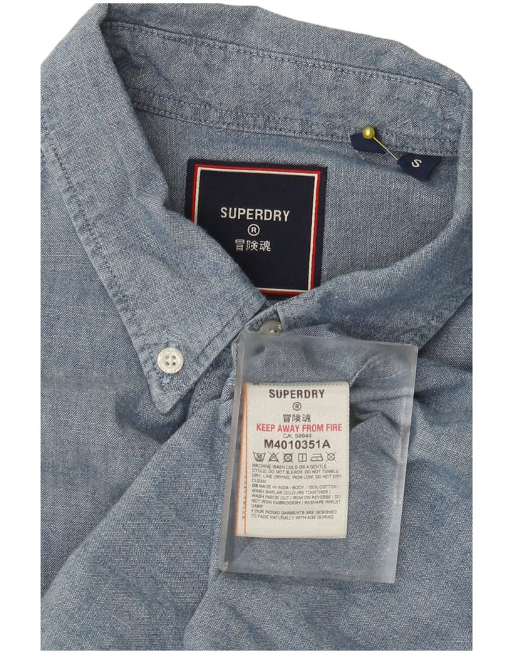 Camicia a maniche corte da uomo Superdry Small in cotone blu