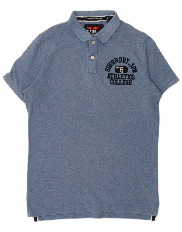 Polo da uomo Superdry Graphic Classic Fit, grande, in cotone blu