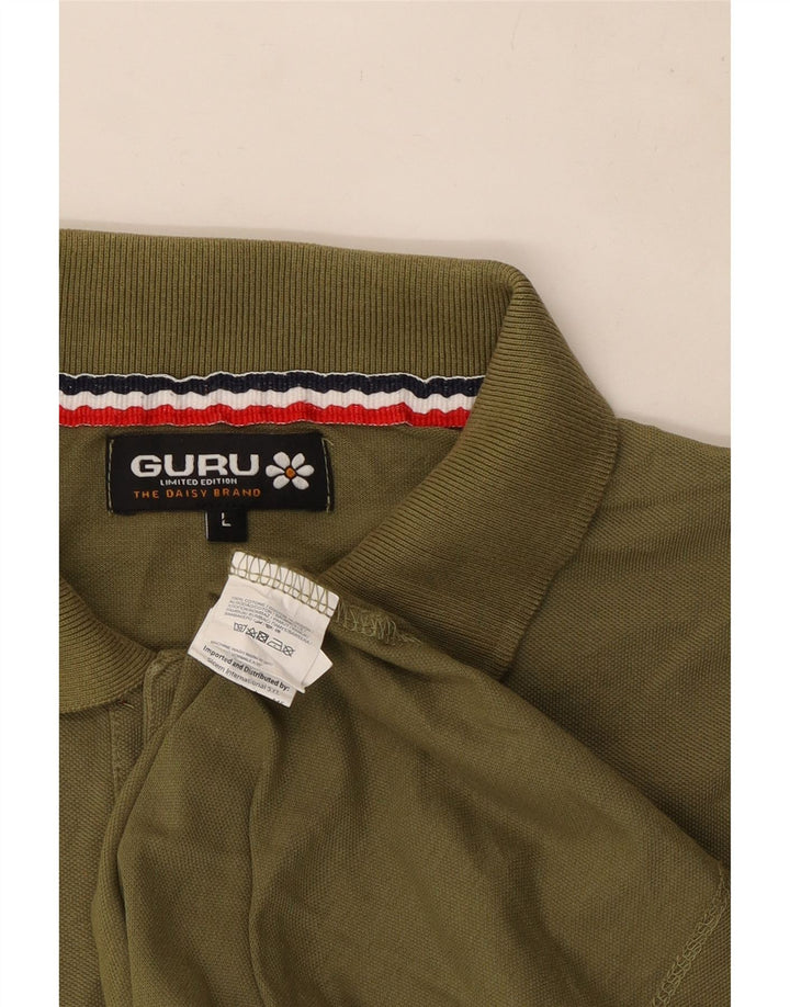 Guru Mens Polo Shirt Large Khaki Cotton