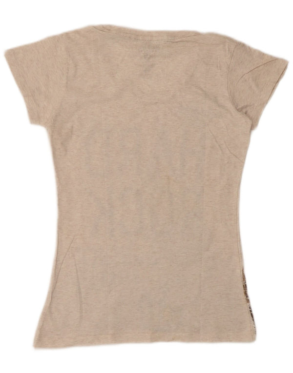 T-shirt grafica da donna Hard Rock Cafe Madrid UK 12 Beige medio chiazzato