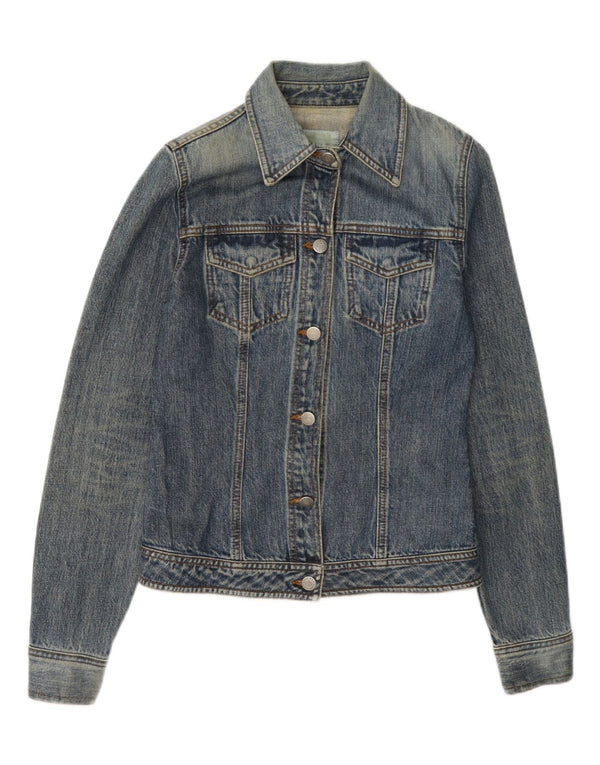 Jigsaw Veste en jean surdimensionnée pour femme UK 8 Petit coton bleu