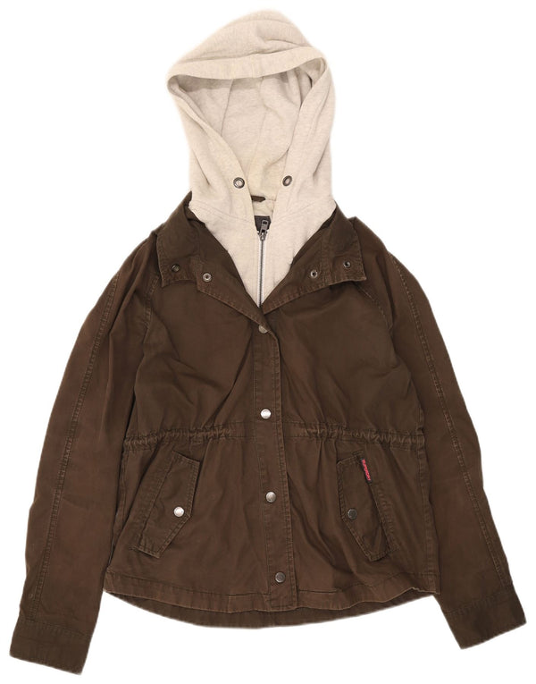 Superdry Chaqueta Bomber Con Capucha Para Mujer UK 44 Algodón Color Block Caqui Mediano