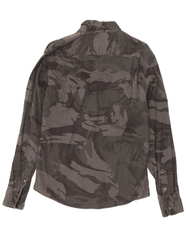 Wrangler Mens Shirt Medium Grey Camouflage Cotton
